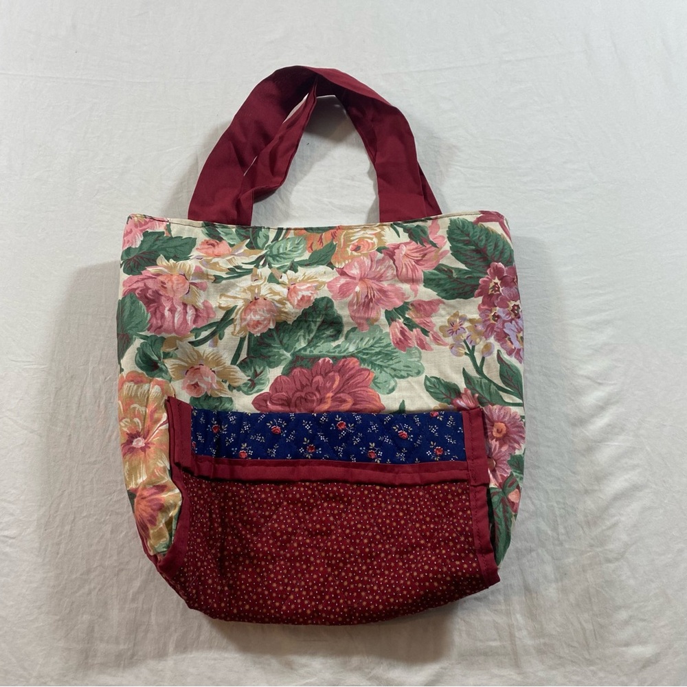 Floral Canvas Tote with Red and Pink Design - Picture 9 of 9